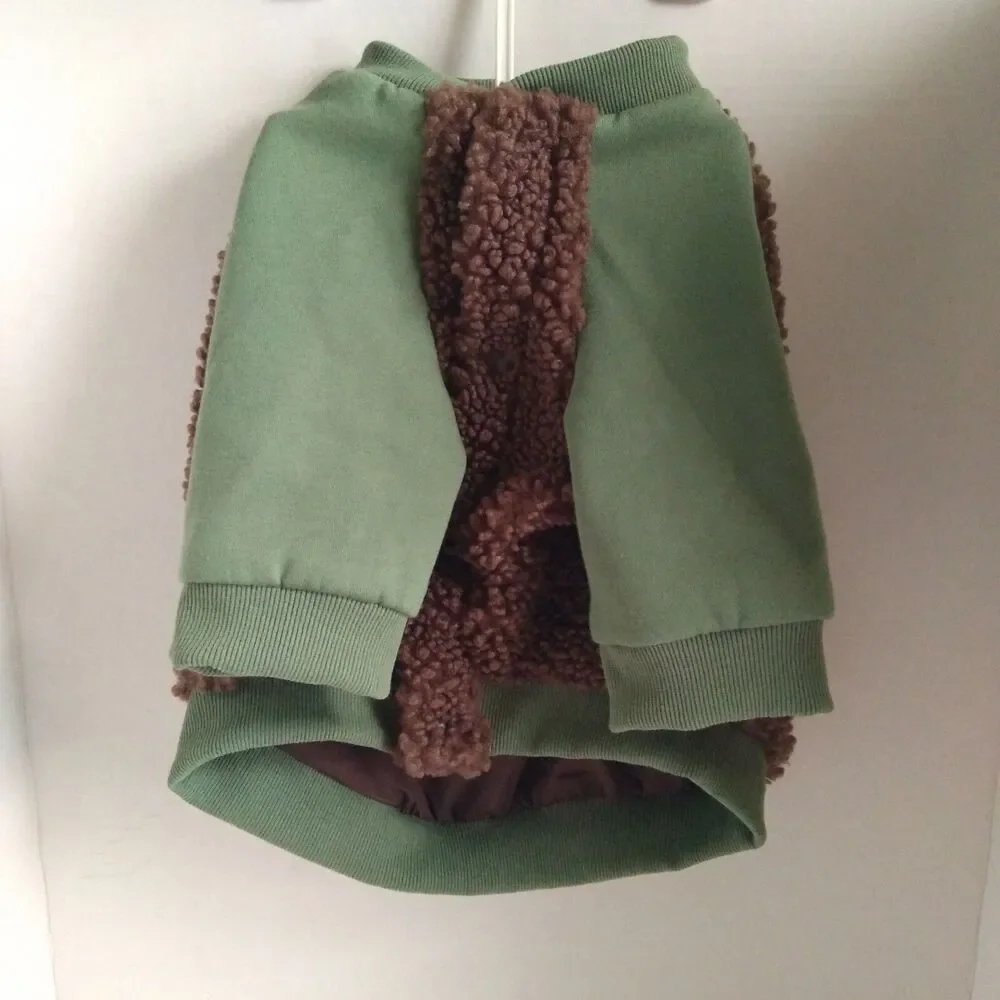 Bark Home Dog Coat Size Small Brown Green Varsity Jacket Warm Thick Sweater S